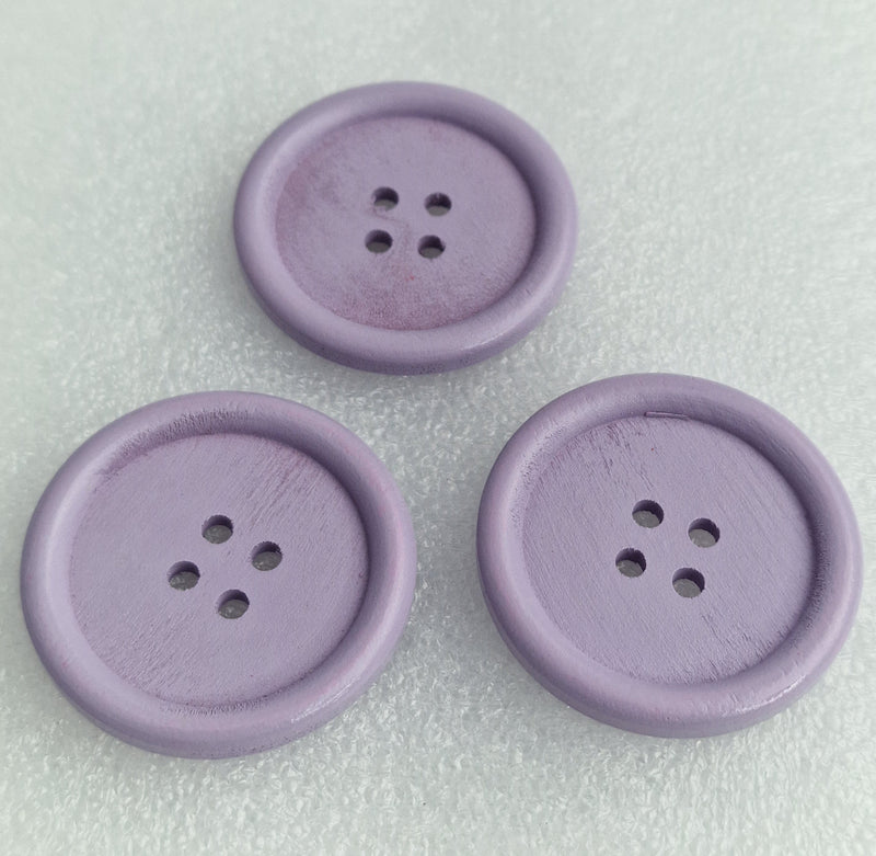 MajorCrafts 8pcs 40mm Lilac Purple Round 4 Holes Large Wood Sewing Buttons