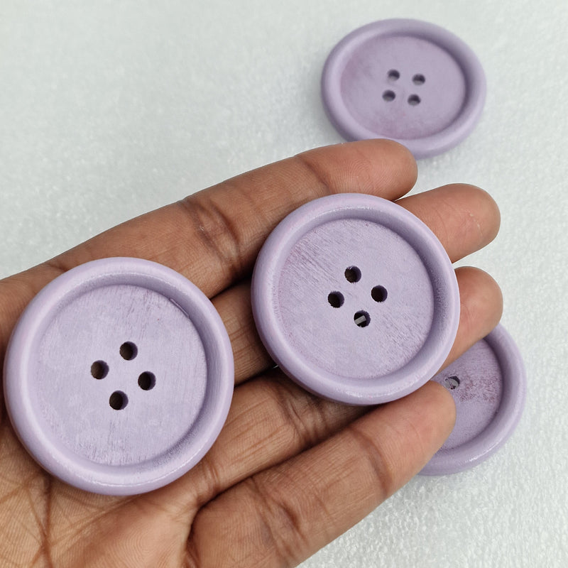 MajorCrafts 8pcs 40mm Lilac Purple Round 4 Holes Large Wood Sewing Buttons