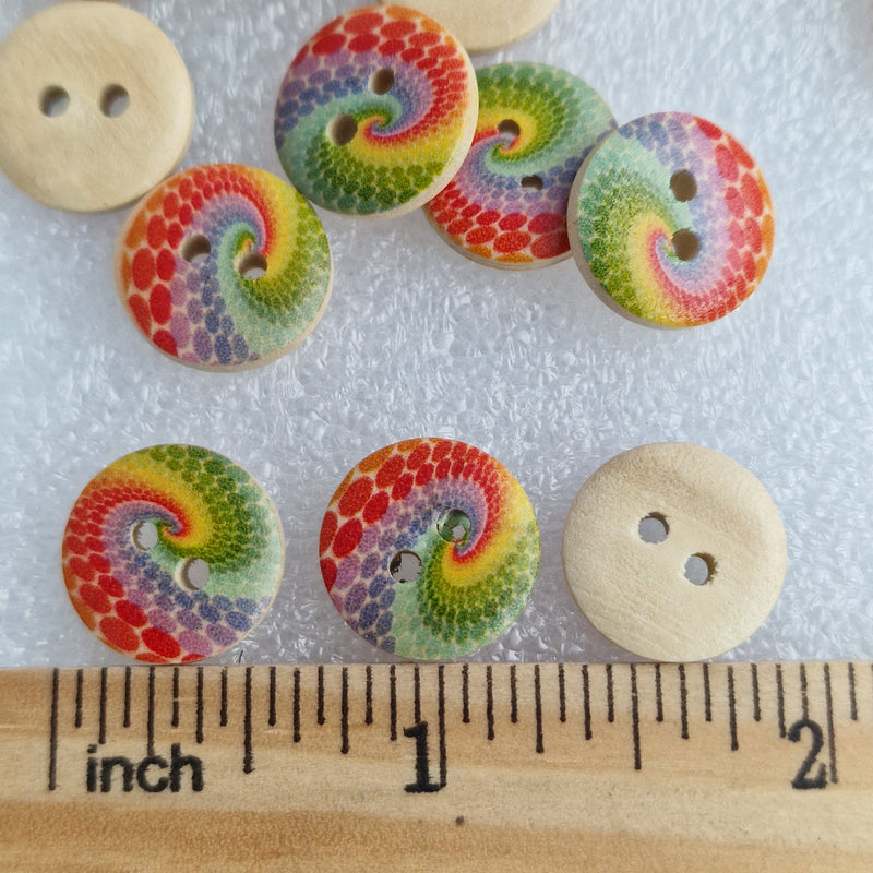 MajorCrafts 48pcs 15mm Brown Rainbow 2 Holes Round Wood Sewing Buttons