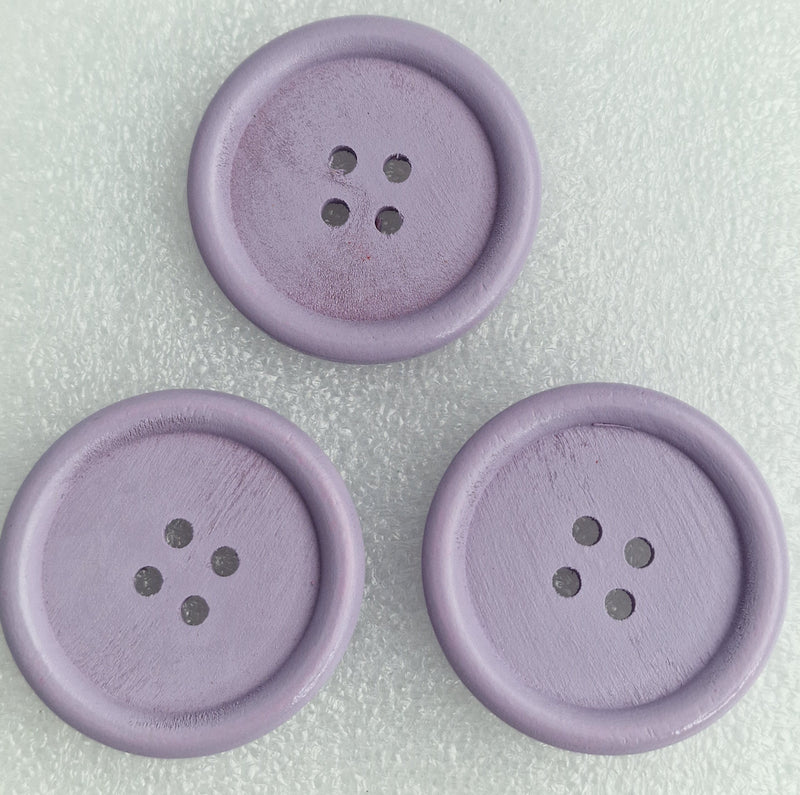 MajorCrafts 12pcs 30mm Lilac Purple Round 4 Holes Large Wooden Sewing Buttons