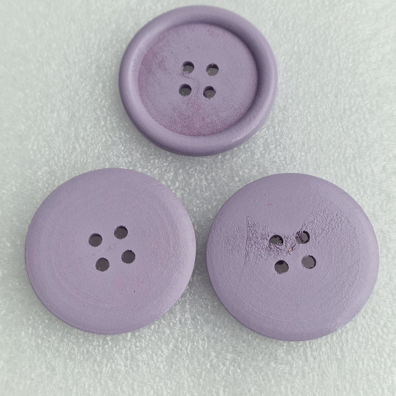 MajorCrafts 12pcs 30mm Lilac Purple Round 4 Holes Large Wooden Sewing Buttons