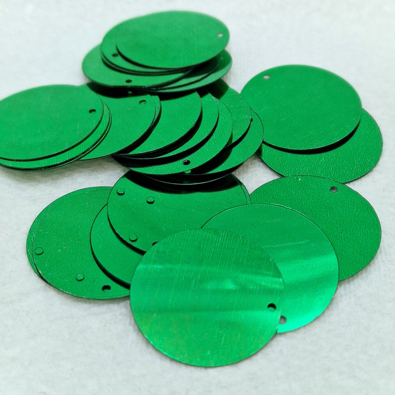 MajorCrafts 30mm 40grams 150pcs Metallic Royal Green Large Round PVC Sequins with 1x Hole