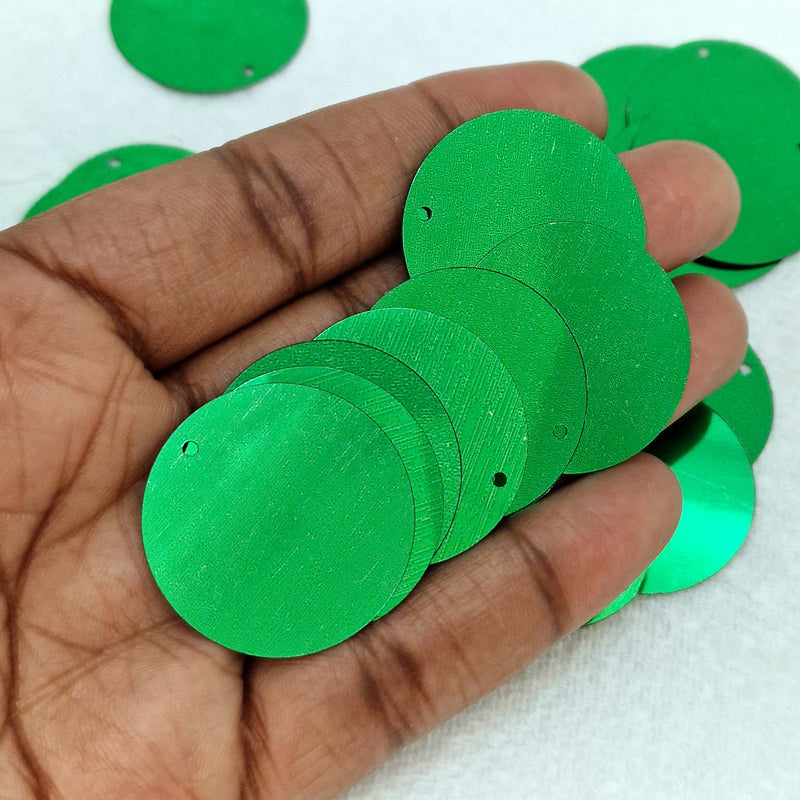 MajorCrafts 30mm 40grams 150pcs Metallic Royal Green Large Round PVC Sequins with 1x Hole