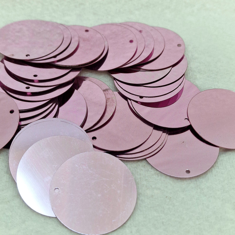 MajorCrafts 30mm 40grams 150pcs Metallic Light Pink Large Round PVC Sequins with 1x Hole