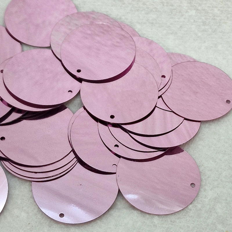 MajorCrafts 30mm 40grams 150pcs Metallic Light Pink Large Round PVC Sequins with 1x Hole