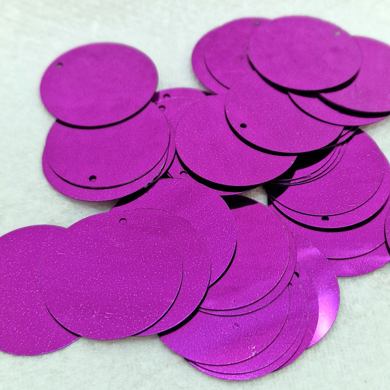MajorCrafts 30mm 40grams 150pcs Metallic Royal Purple Large Round PVC Sequins with 1x Hole