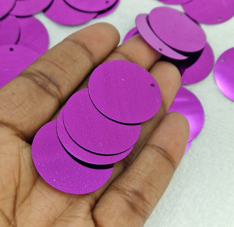 MajorCrafts 30mm 40grams 150pcs Metallic Royal Purple Large Round PVC Sequins with 1x Hole