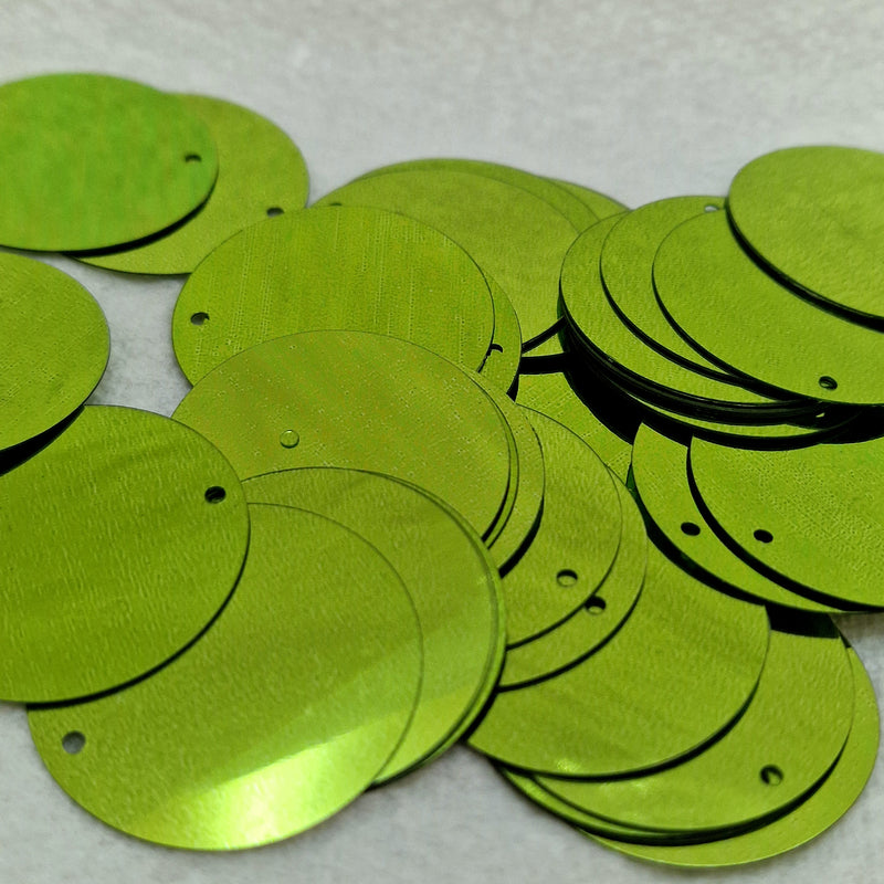 MajorCrafts 30mm 40grams 150pcs Metallic Light Green Large Round PVC Sequins with 1x Hole