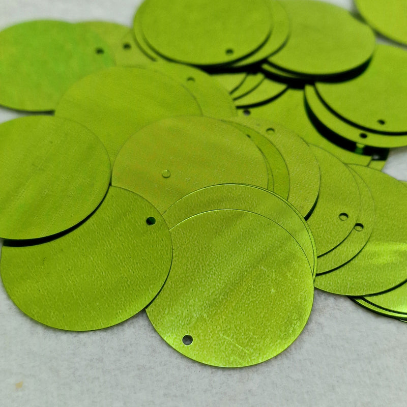 MajorCrafts 30mm 40grams 150pcs Metallic Light Green Large Round PVC Sequins with 1x Hole