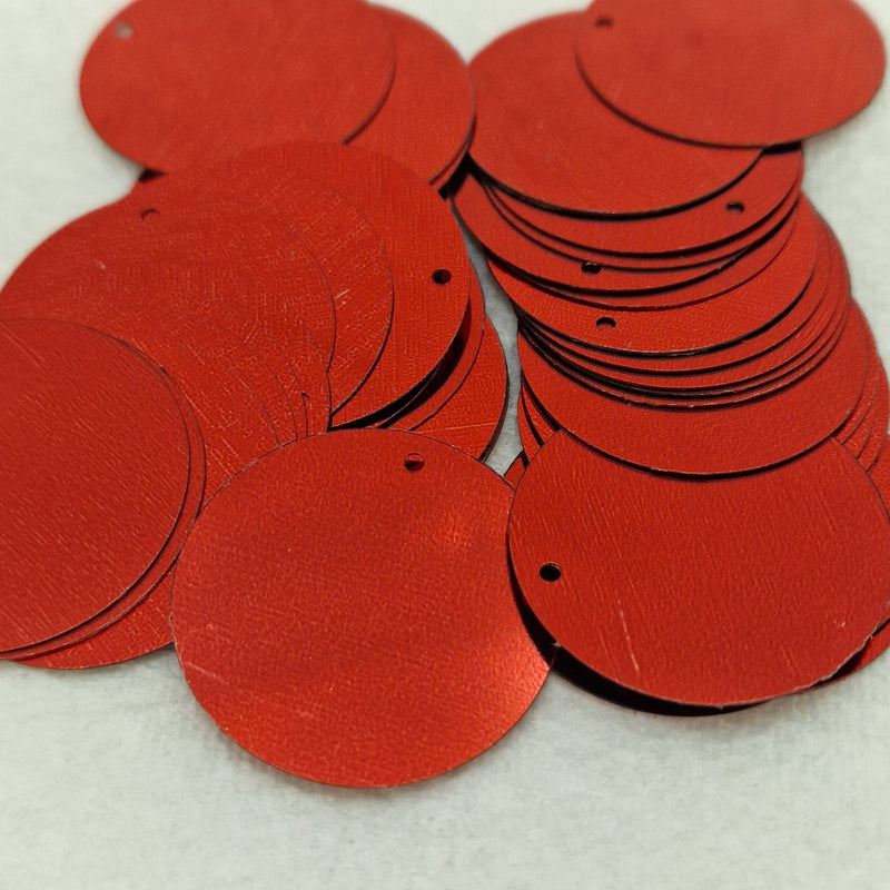 MajorCrafts 30mm 40grams 150pcs Metallic Red Large Round PVC Sequins with 1x Hole