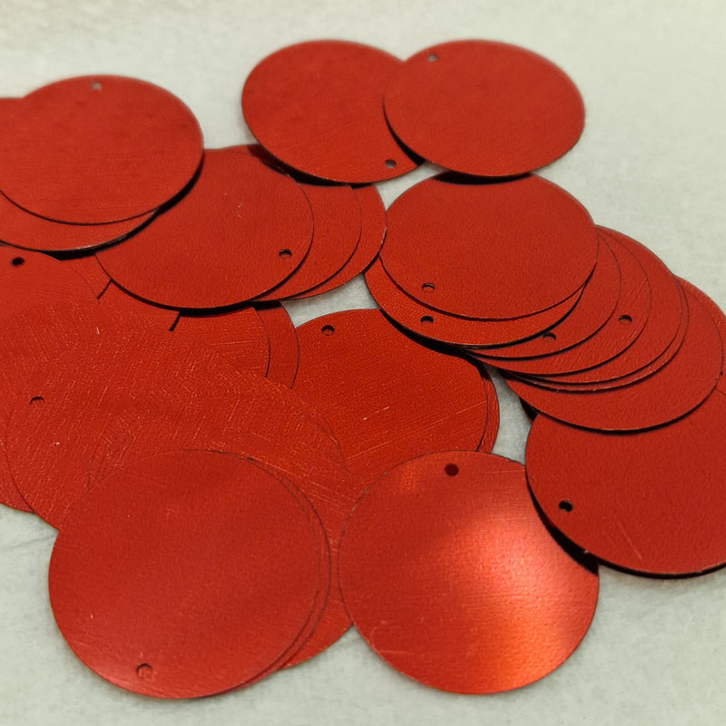 MajorCrafts 30mm 40grams 150pcs Metallic Red Large Round PVC Sequins with 1x Hole