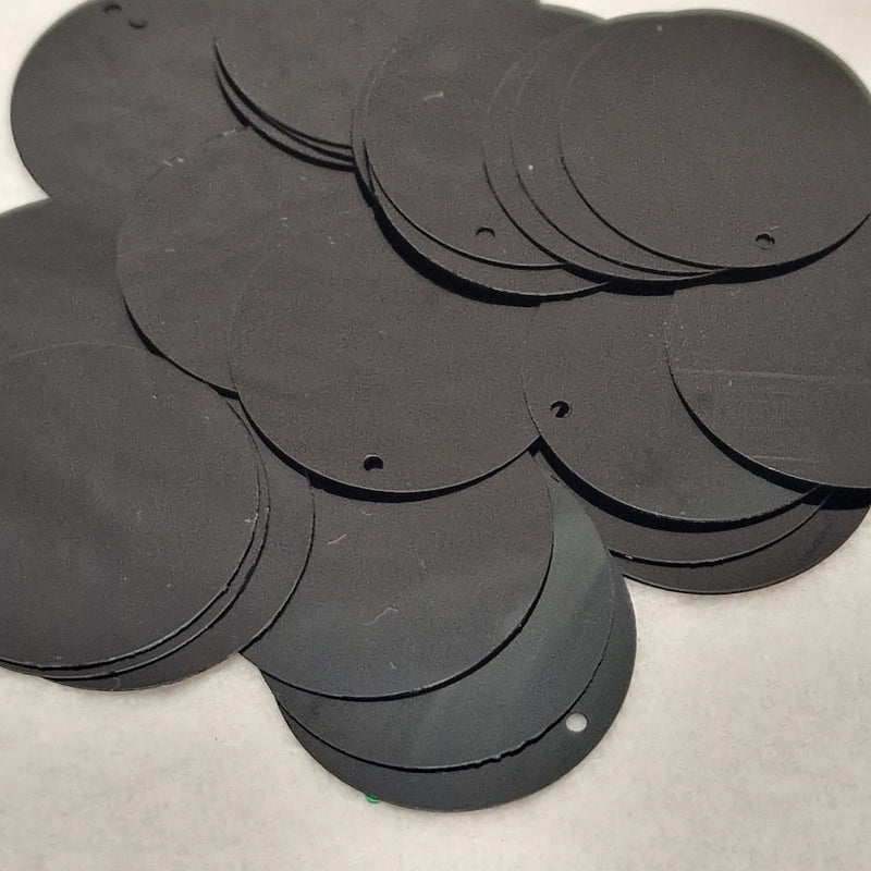 MajorCrafts 30mm 40grams 150pcs Metallic Black Large Round PVC Sequins with 1x Hole