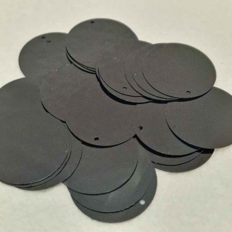 MajorCrafts 30mm 40grams 150pcs Metallic Black Large Round PVC Sequins with 1x Hole