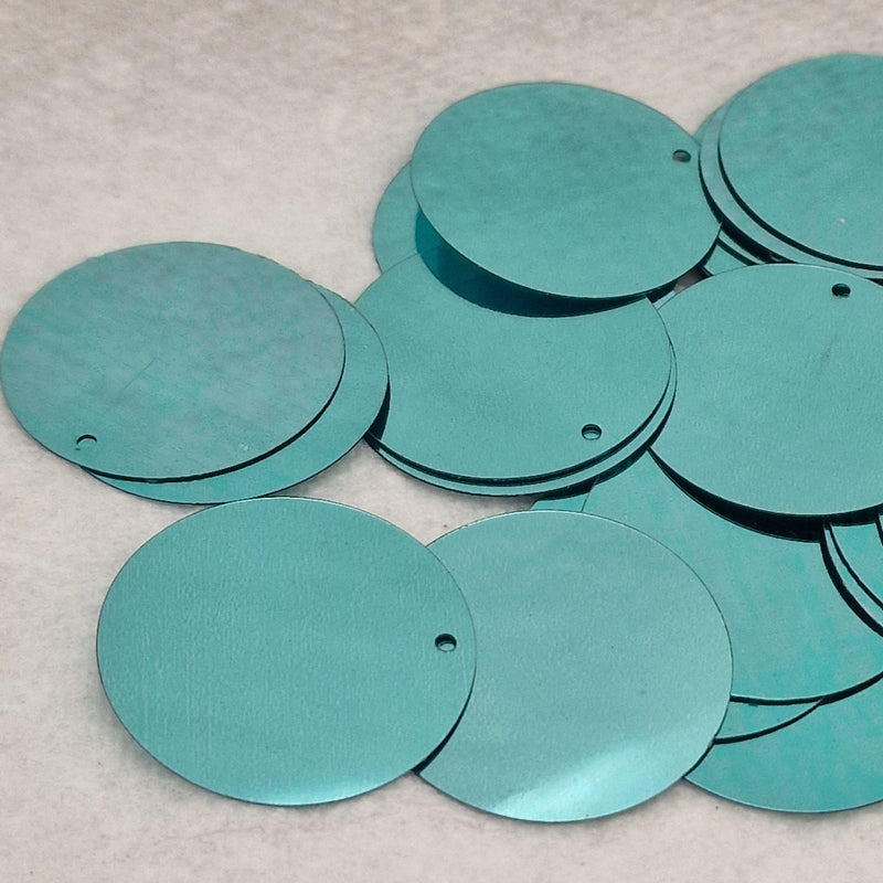 MajorCrafts 30mm 40grams 150pcs Metallic Light Blue Large Round PVC Sequins with 1x Hole
