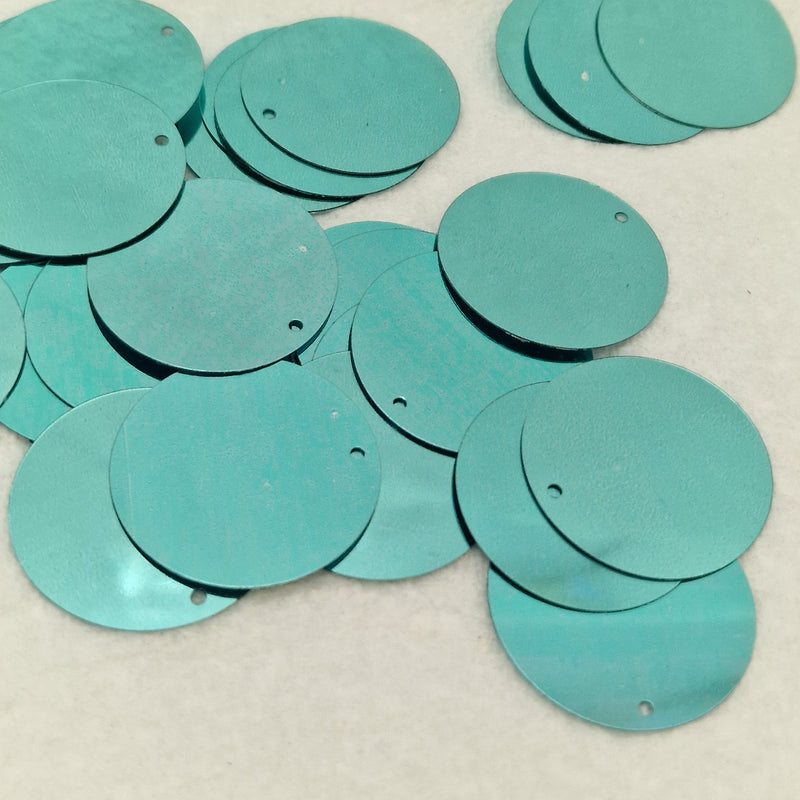 MajorCrafts 30mm 40grams 150pcs Metallic Light Blue Large Round PVC Sequins with 1x Hole