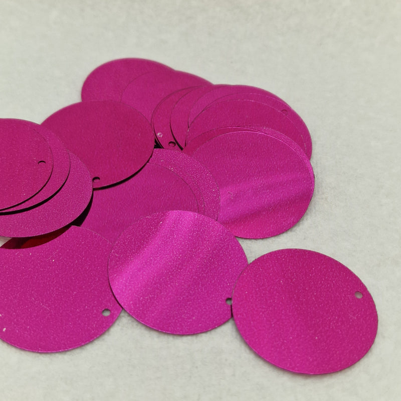 MajorCrafts 30mm 40grams 150pcs Metallic Dark Pink Large Round PVC Sequins with 1x Hole