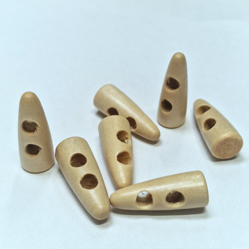 MajorCrafts 24pcs 30mm Light Brown 2 Holes Horn Shape Sewing Toggle Wood Buttons