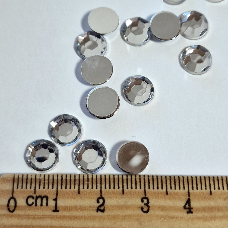 MajorCrafts 200pcs 8mm Crystal Clear 8-Facets High-Grade Flat Back Round Acrylic Rhinestones