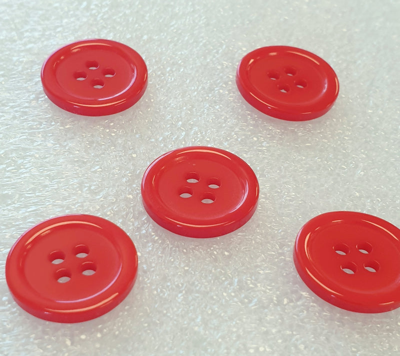 MajorCrafts 48pcs 18mm Red 4-Holes Round Resin Curved Edge Sewing Buttons