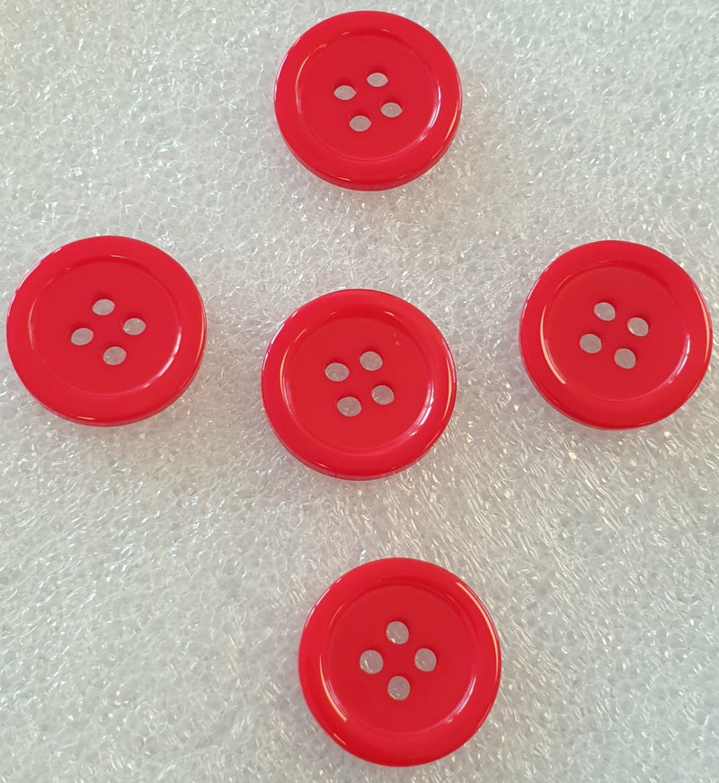 MajorCrafts 48pcs 18mm Red 4-Holes Round Resin Curved Edge Sewing Buttons