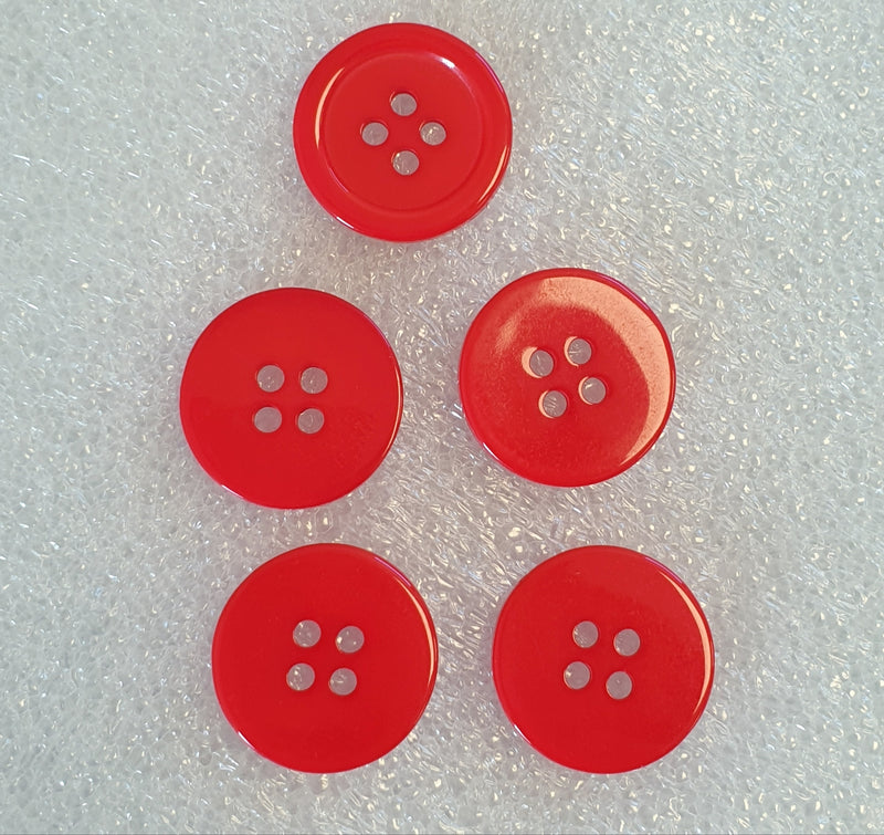MajorCrafts 48pcs 18mm Red 4-Holes Round Resin Curved Edge Sewing Buttons