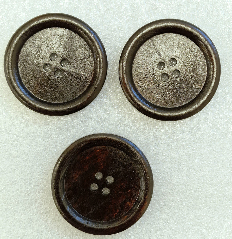 MajorCrafts 10pcs 50mm Black Brown Round 4 Holes Large Wooden Sewing Buttons