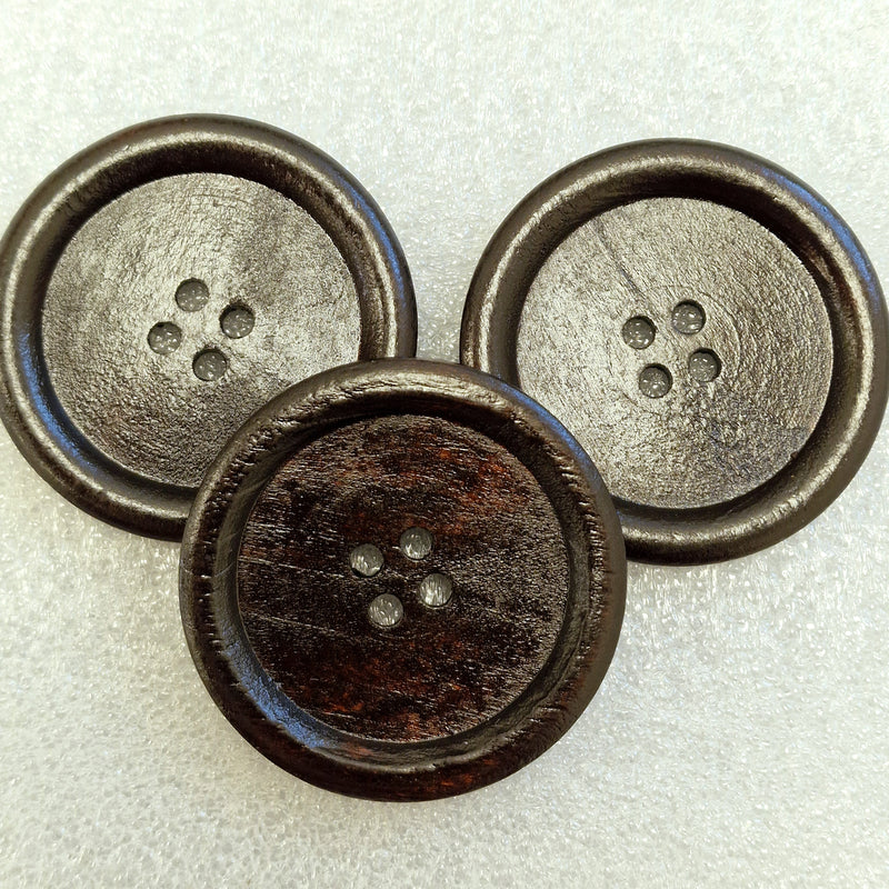 MajorCrafts 10pcs 50mm Black Brown Round 4 Holes Large Wooden Sewing Buttons