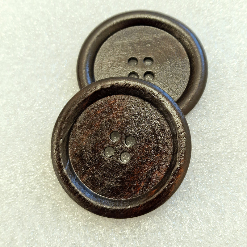 MajorCrafts 10pcs 50mm Black Brown Round 4 Holes Large Wooden Sewing Buttons
