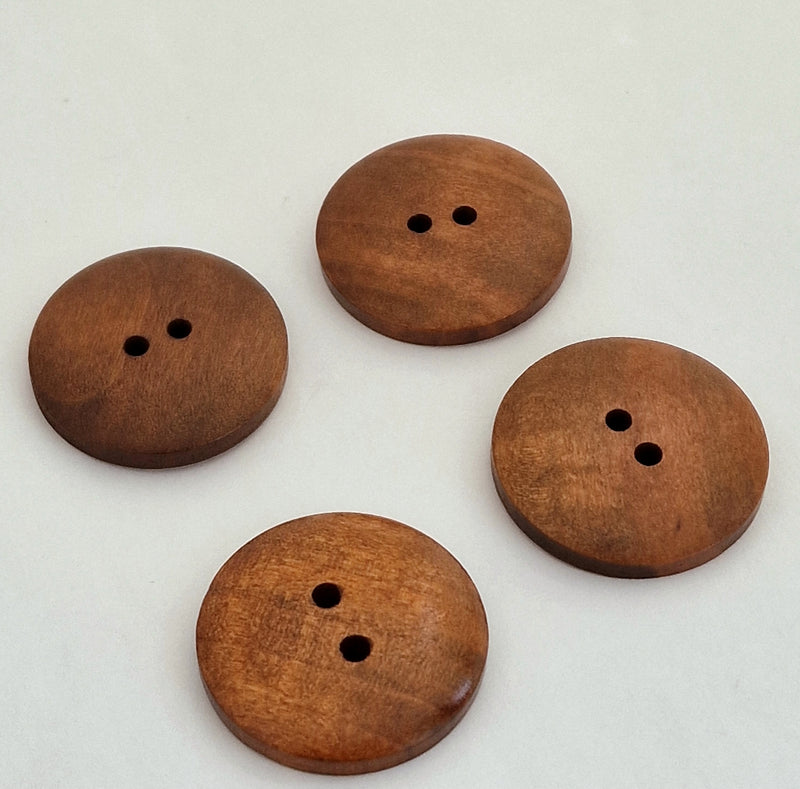 MajorCrafts 12pcs 28mm Coffee Brown 2 Holes Round Wood Sewing Buttons