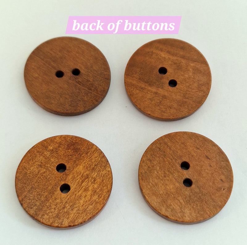 MajorCrafts 12pcs 28mm Coffee Brown 2 Holes Round Wood Sewing Buttons