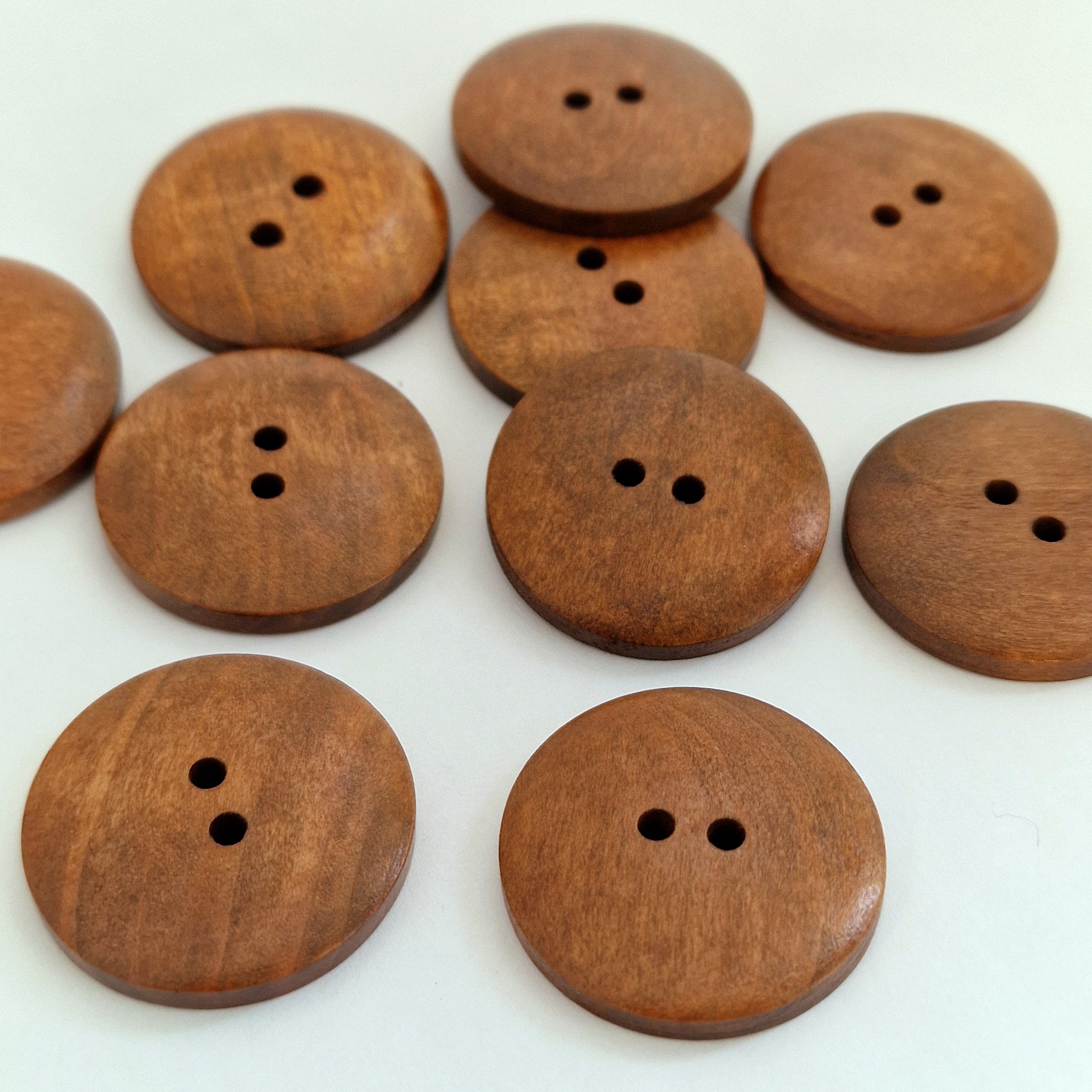 MajorCrafts 12pcs 30mm Coffee Brown 2 Holes Round Wood Sewing Buttons