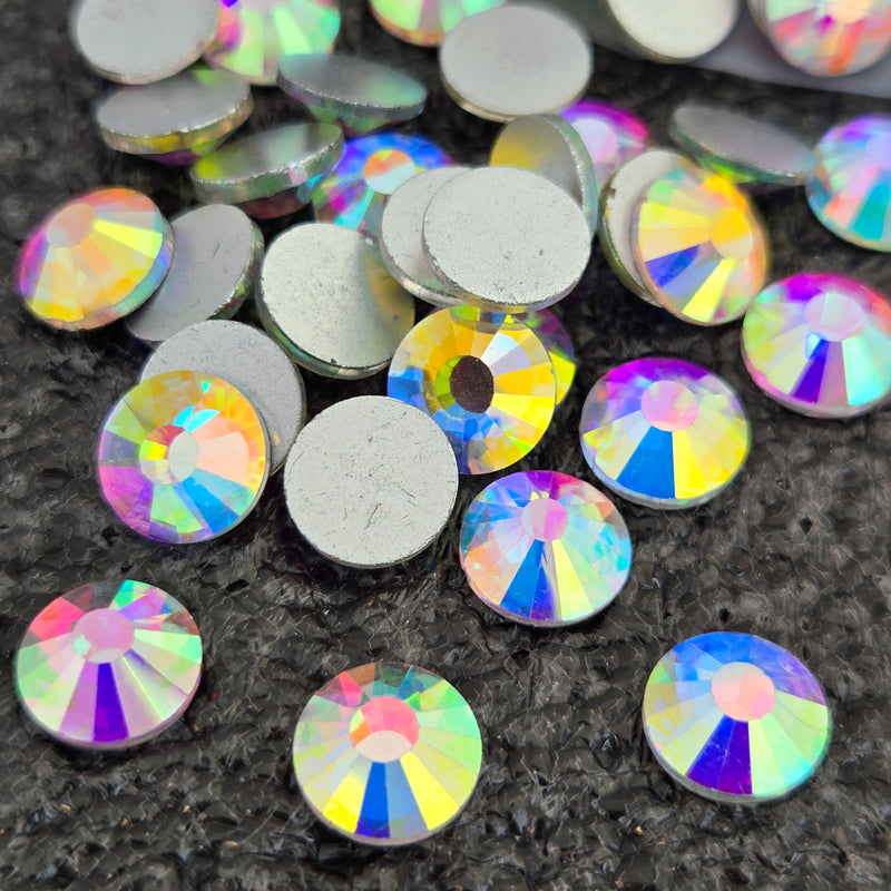 MajorCrafts ss3-ss60 Crystal AB Flat Back Round Non-Hotfix Glass Rhinestones Craft Gems