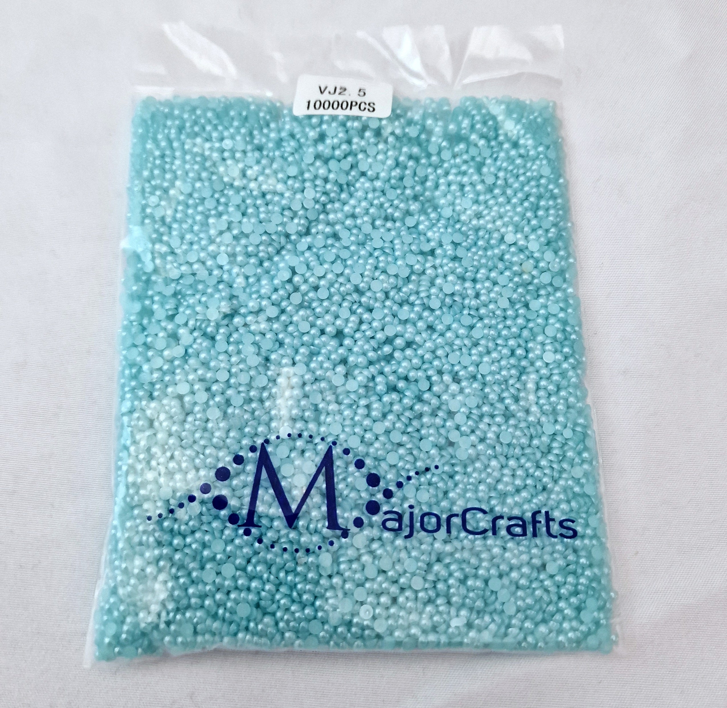 MajorCrafts Aqua Blue Flat Back Half Round Resin Embellishment Pearls C20