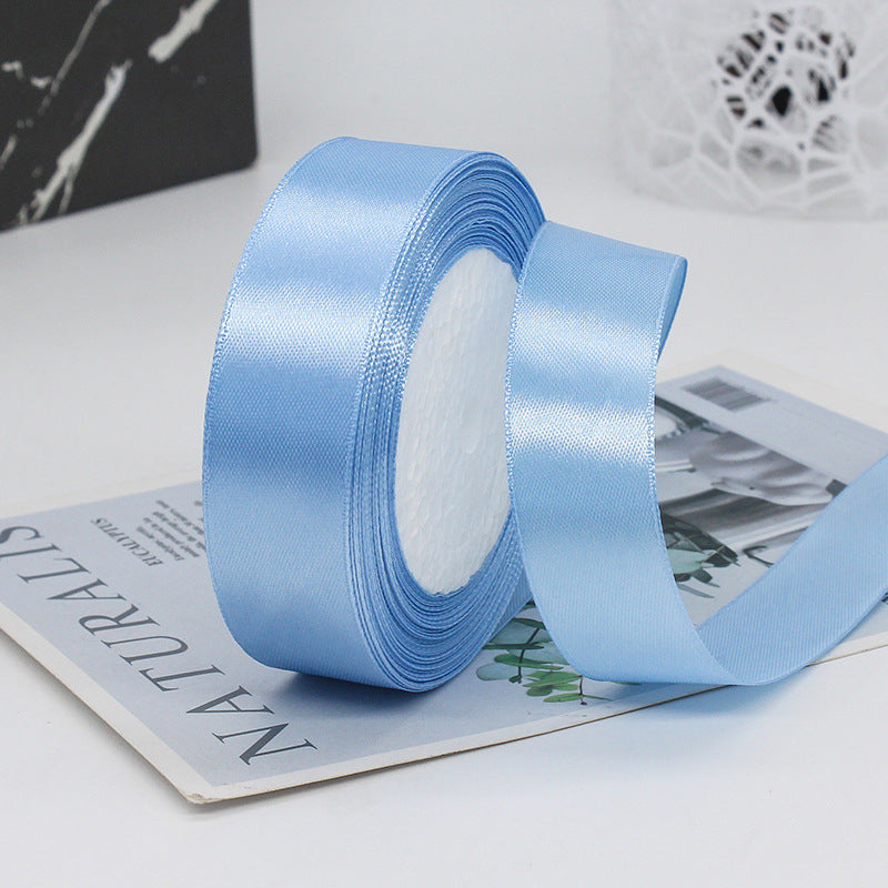 MajorCrafts 25mm 22metres Pastel Blue Single Sided Satin Fabric Ribbon Roll R20