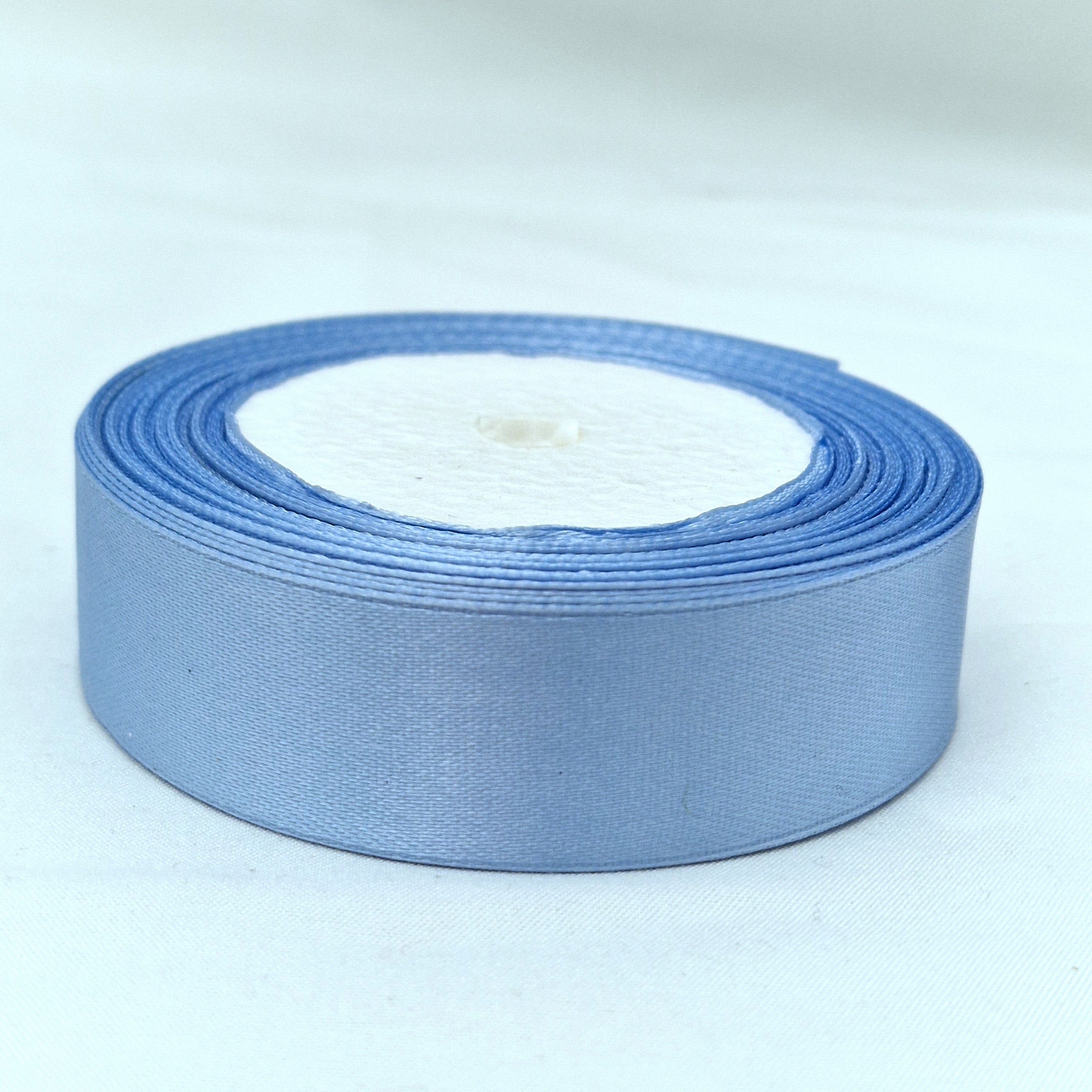 MajorCrafts 25mm 22metres Pastel Blue Single Sided Satin Fabric Ribbon Roll