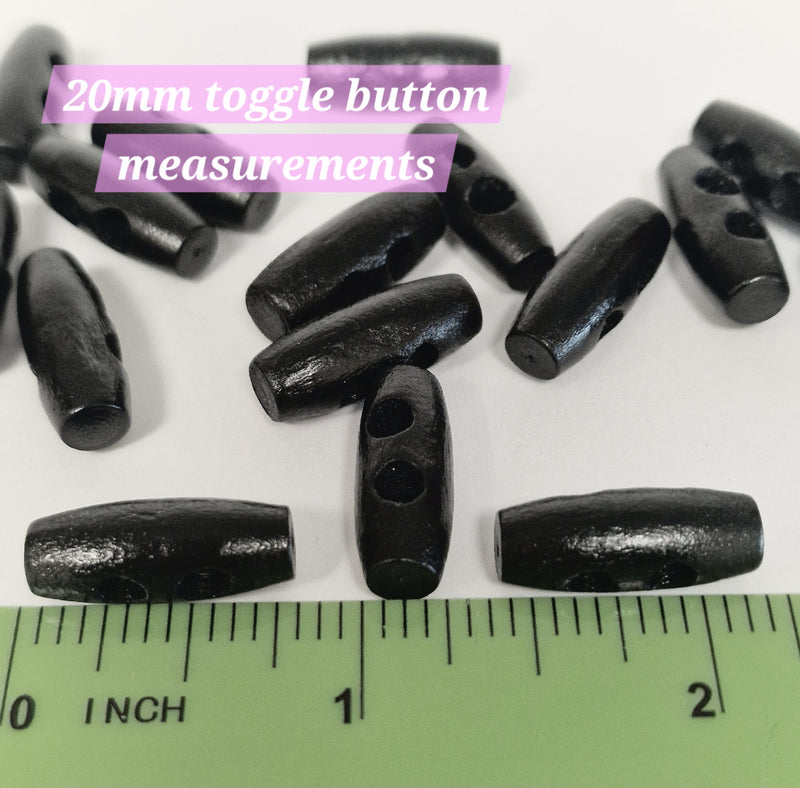 MajorCrafts 40pcs 20mm Black 2 Holes Sewing Oval Toggle Wood Buttons
