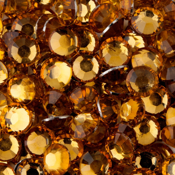 MajorCrafts Orange Gold Flat Back Round 14 Facets Resin Rhinestones C23