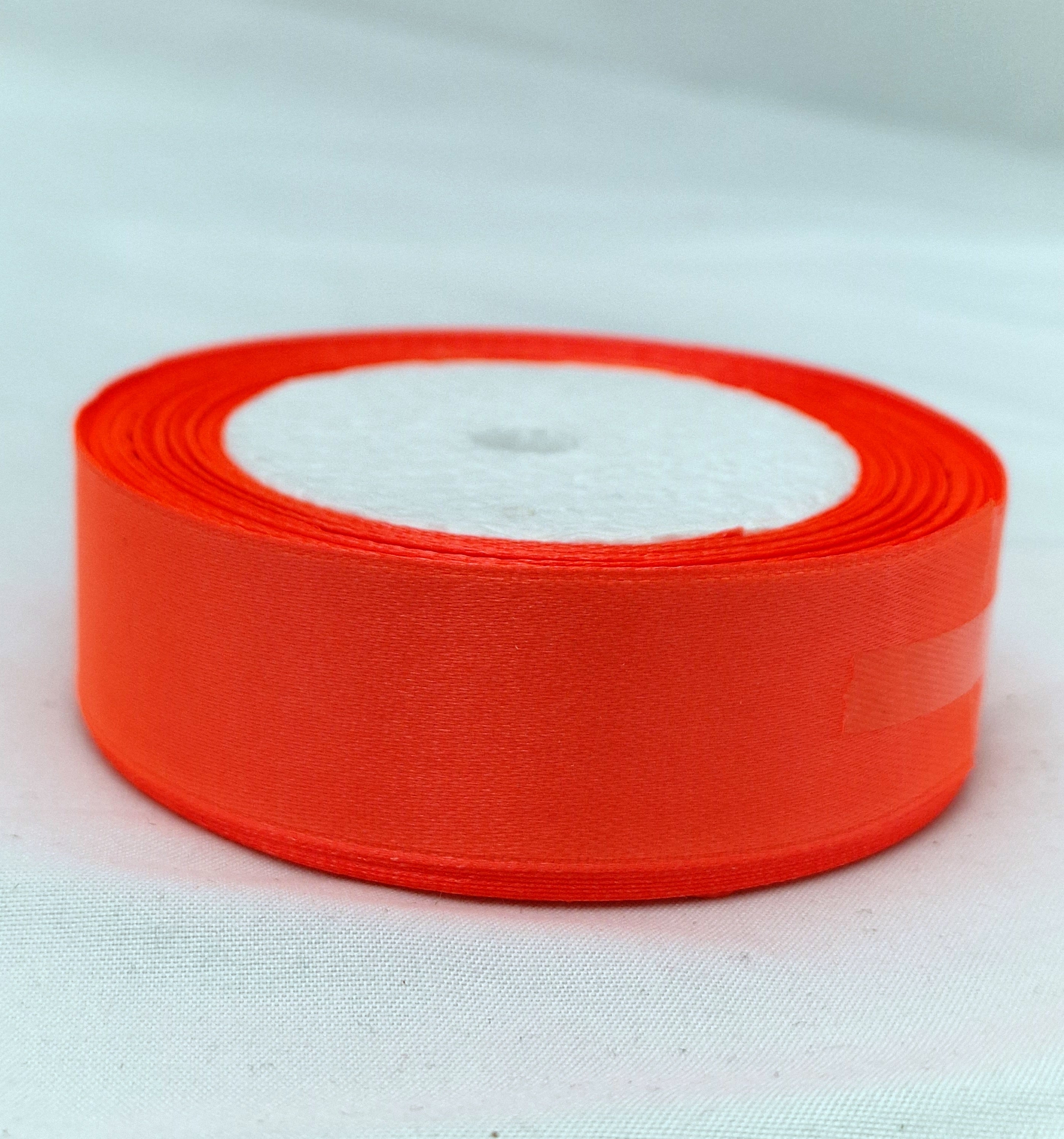MajorCrafts 25mm 22metres Outrageous Orange Single Sided Satin Fabric Ribbon Roll