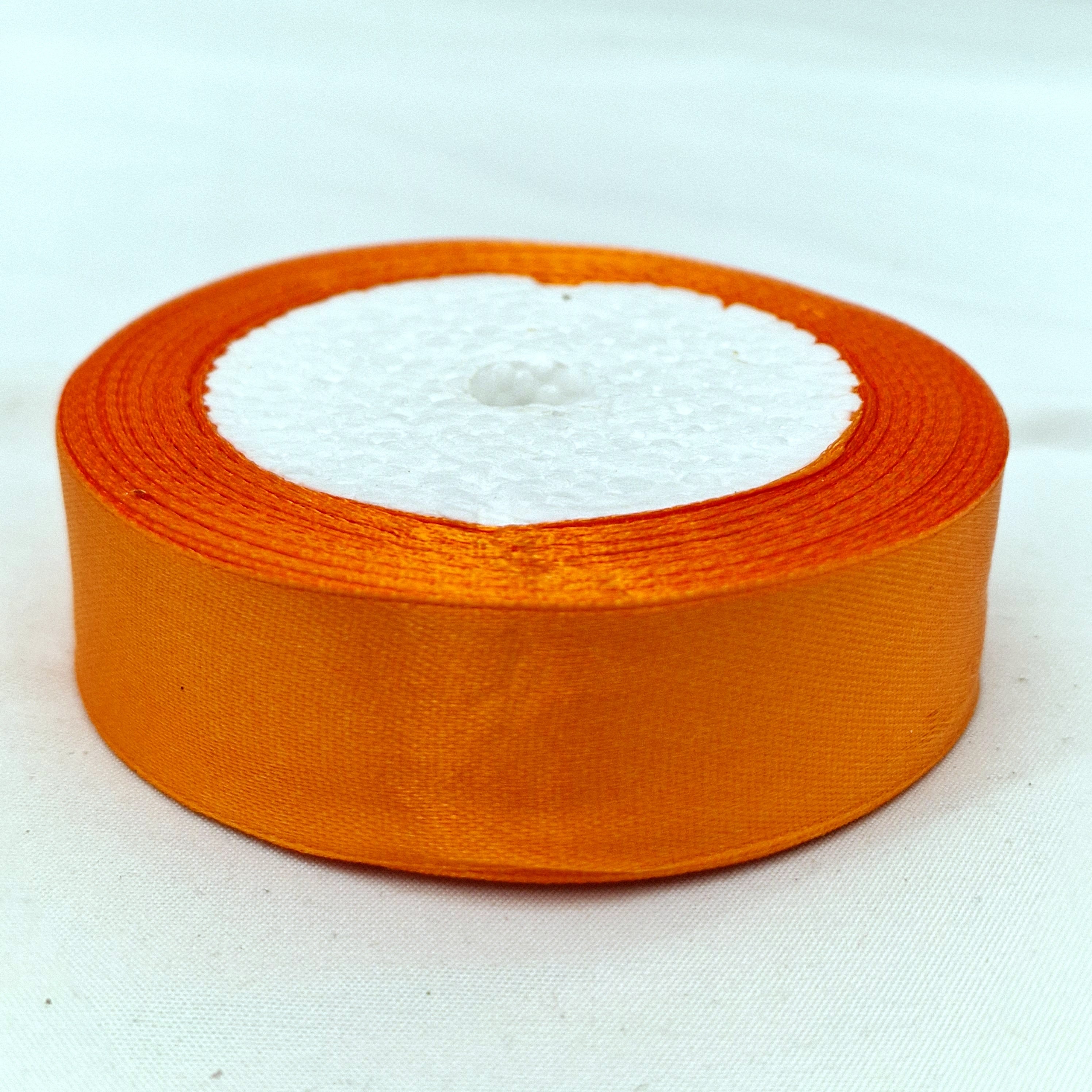 MajorCrafts 25mm 22metres Carrot Orange Single Sided Satin Fabric Ribbon Roll