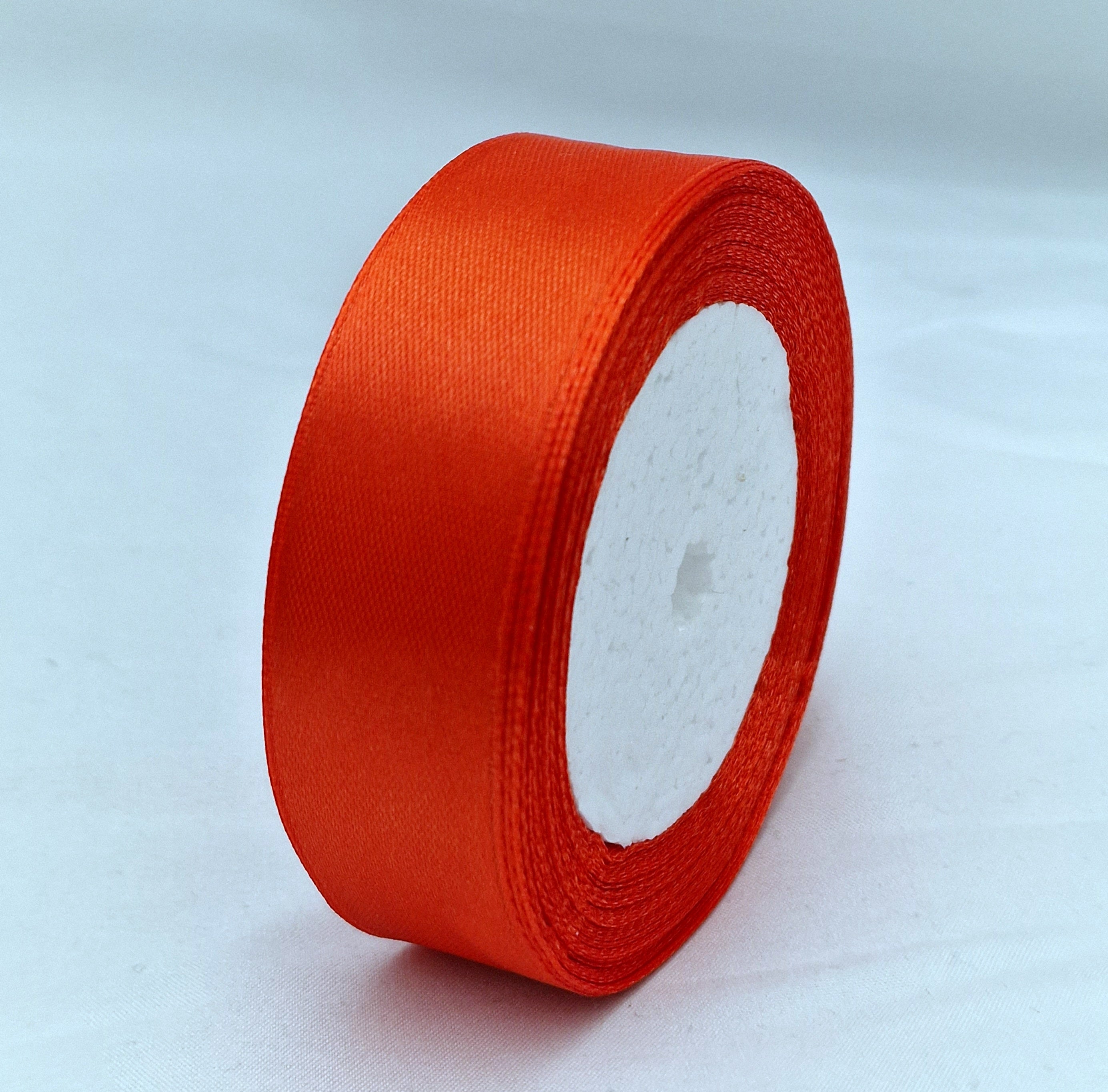 MajorCrafts 25mm 22metres Deep Orange Single Sided Satin Fabric Ribbon Roll