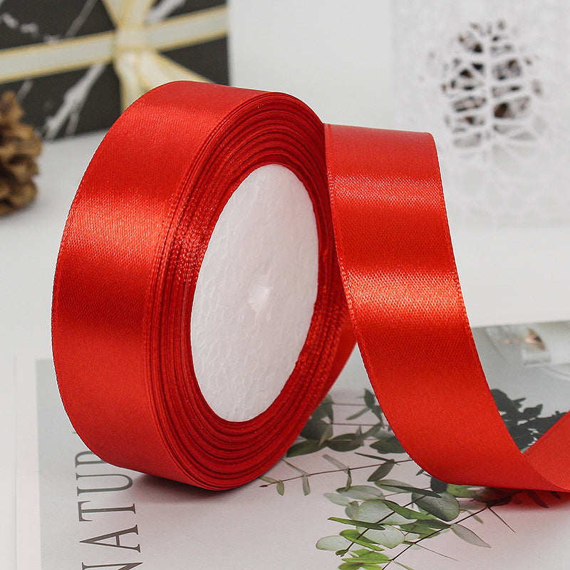 MajorCrafts 25mm 22metres Crimson Red Single Sided Satin Fabric Ribbon Roll R26