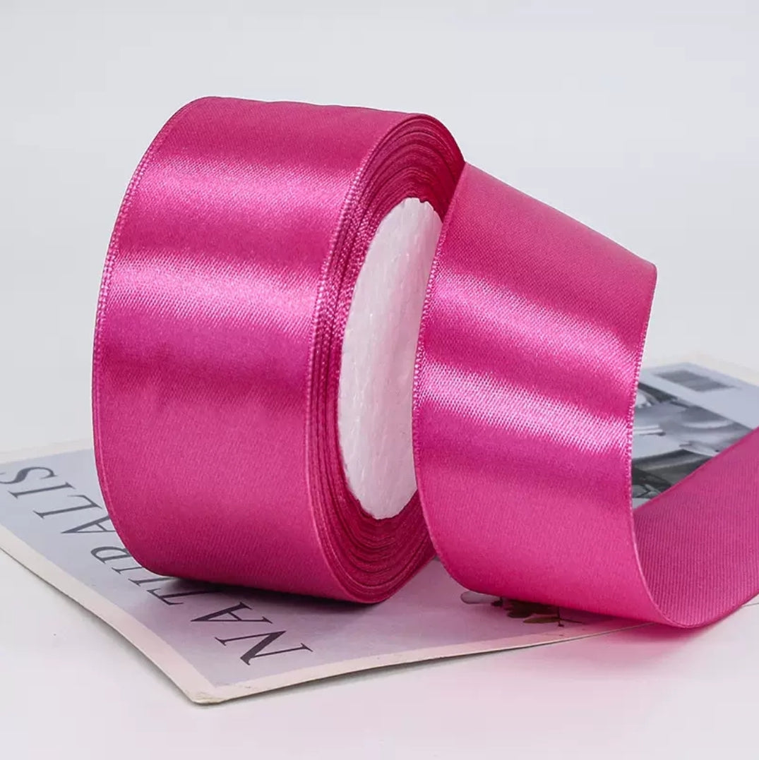 MajorCrafts 40mm 22metres Rose Pink Single Sided Satin Fabric Ribbon Roll R27