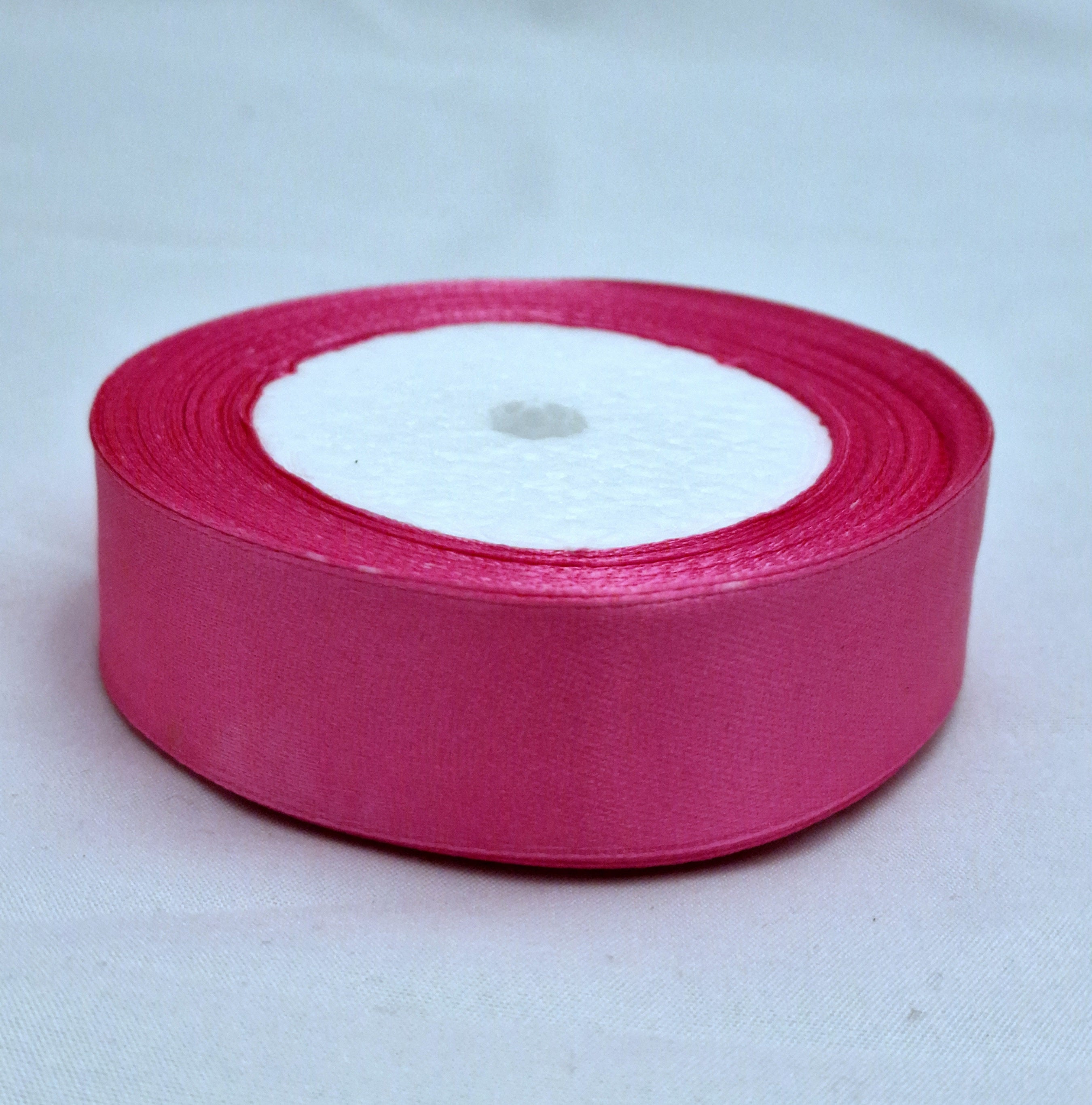 MajorCrafts 25mm 22metres Rose Pink Single Sided Satin Fabric Ribbon Roll