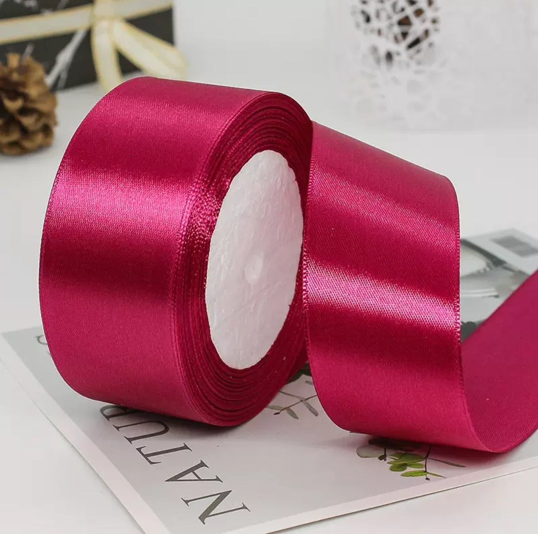 MajorCrafts 40mm 22metres Dark Rose Pink Single Sided Satin Fabric Ribbon Roll R28