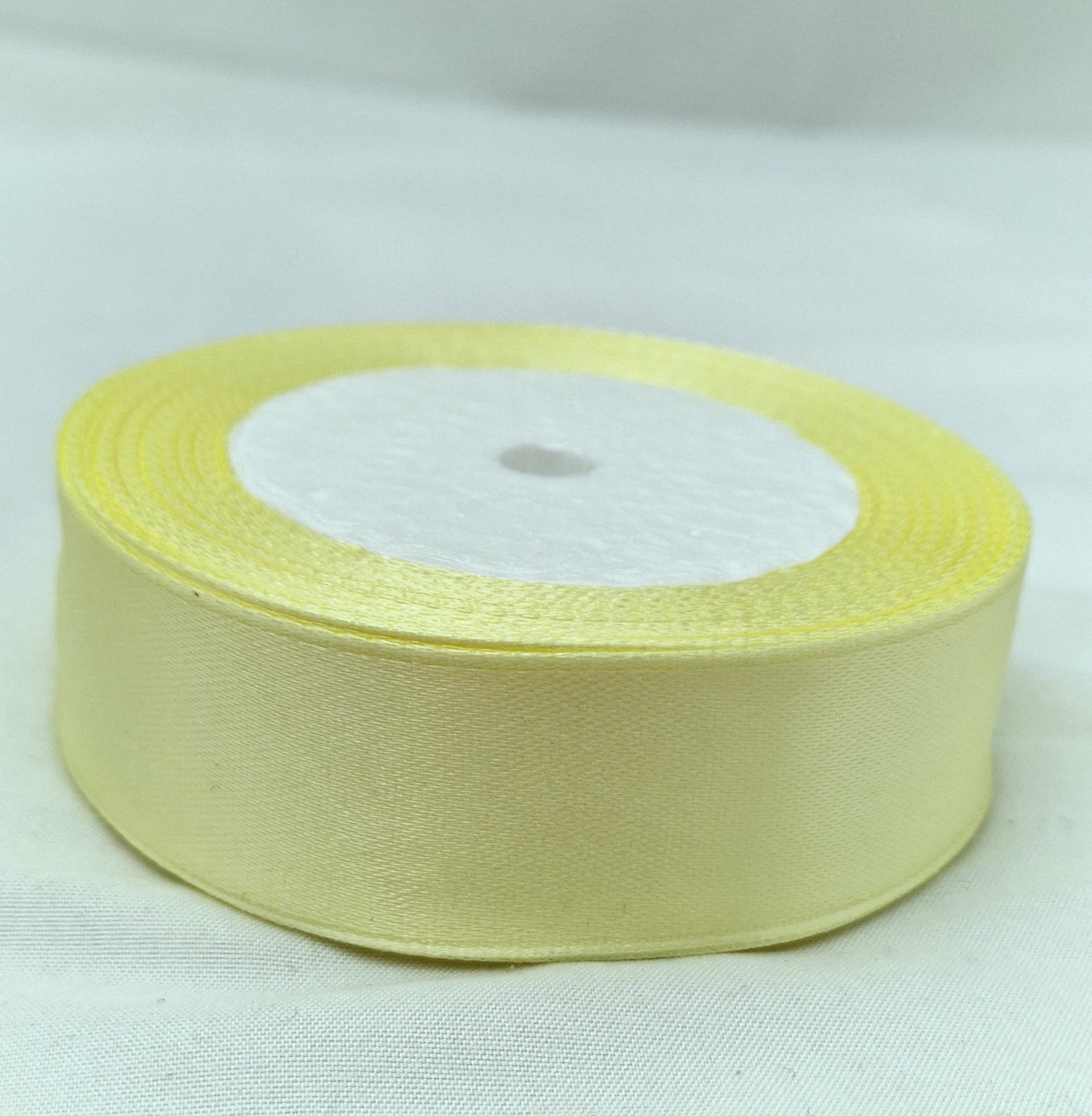 MajorCrafts 25mm 22metres Pastel Yellow Single Sided Satin Fabric Ribbon Roll