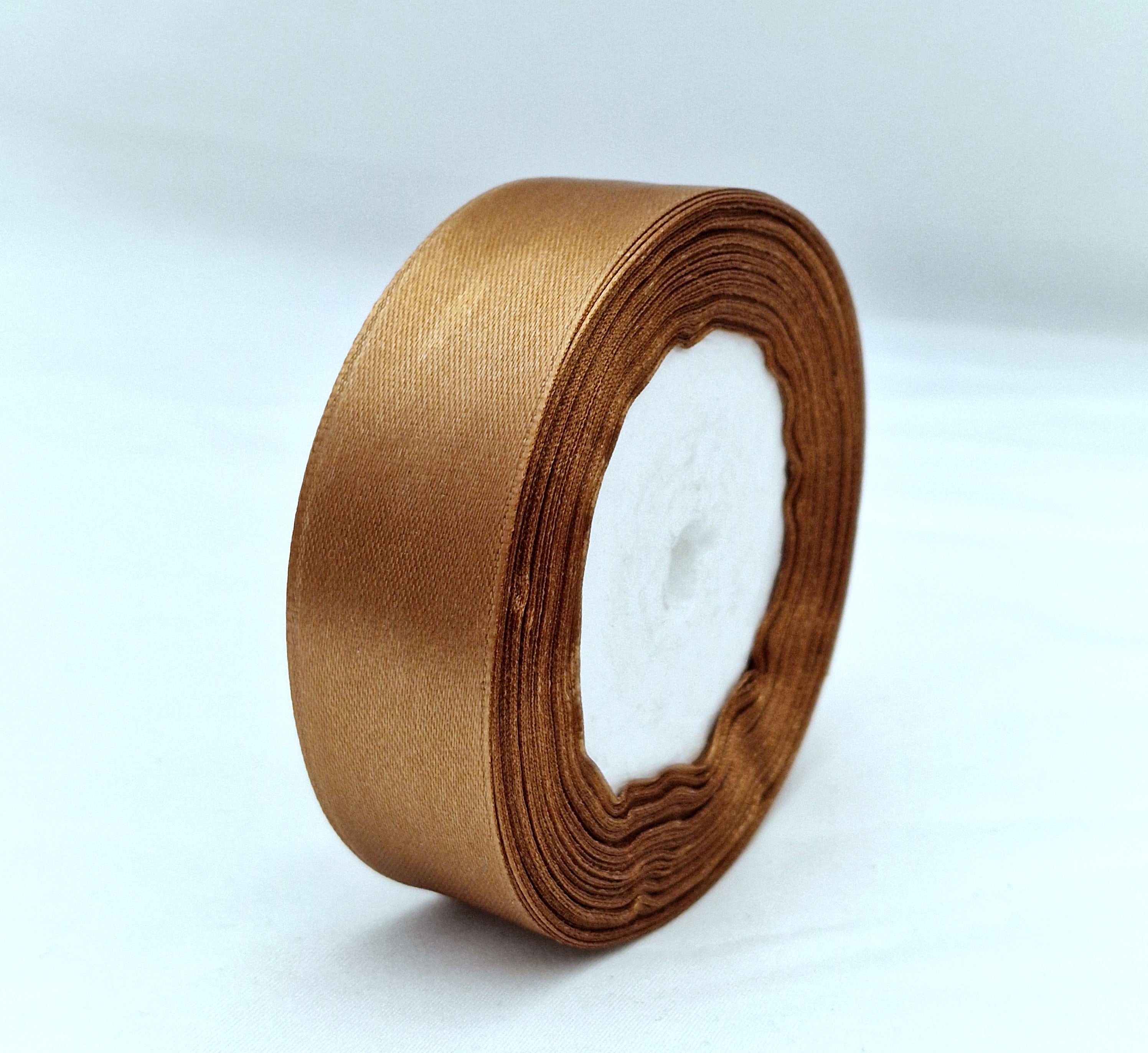 MajorCrafts 25mm 22metres Coffee Brown Single Sided Satin Fabric Ribbon Roll