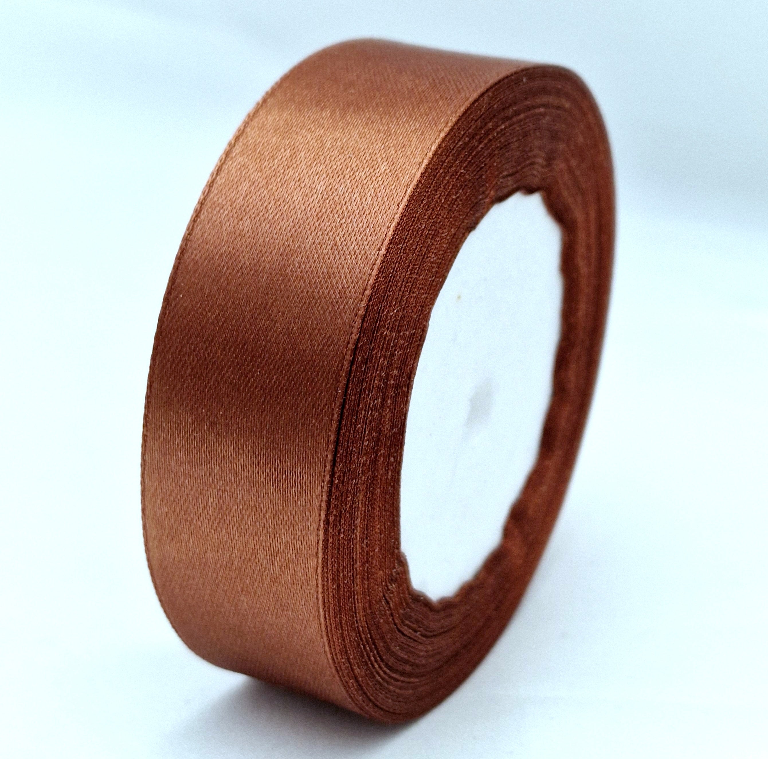 MajorCrafts 25mm 22metres Chocolate Brown Single Sided Satin Fabric Ribbon Roll