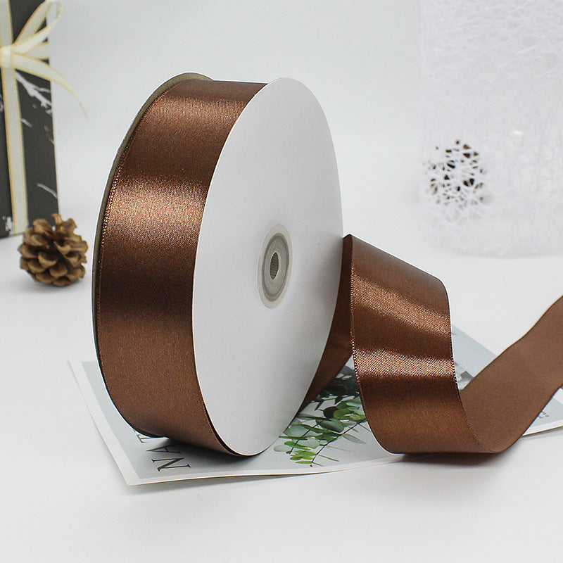 MajorCrafts 40mm 100yds 91mtrs Chocolate Brown Satin Fabric Ribbon Roll R31
