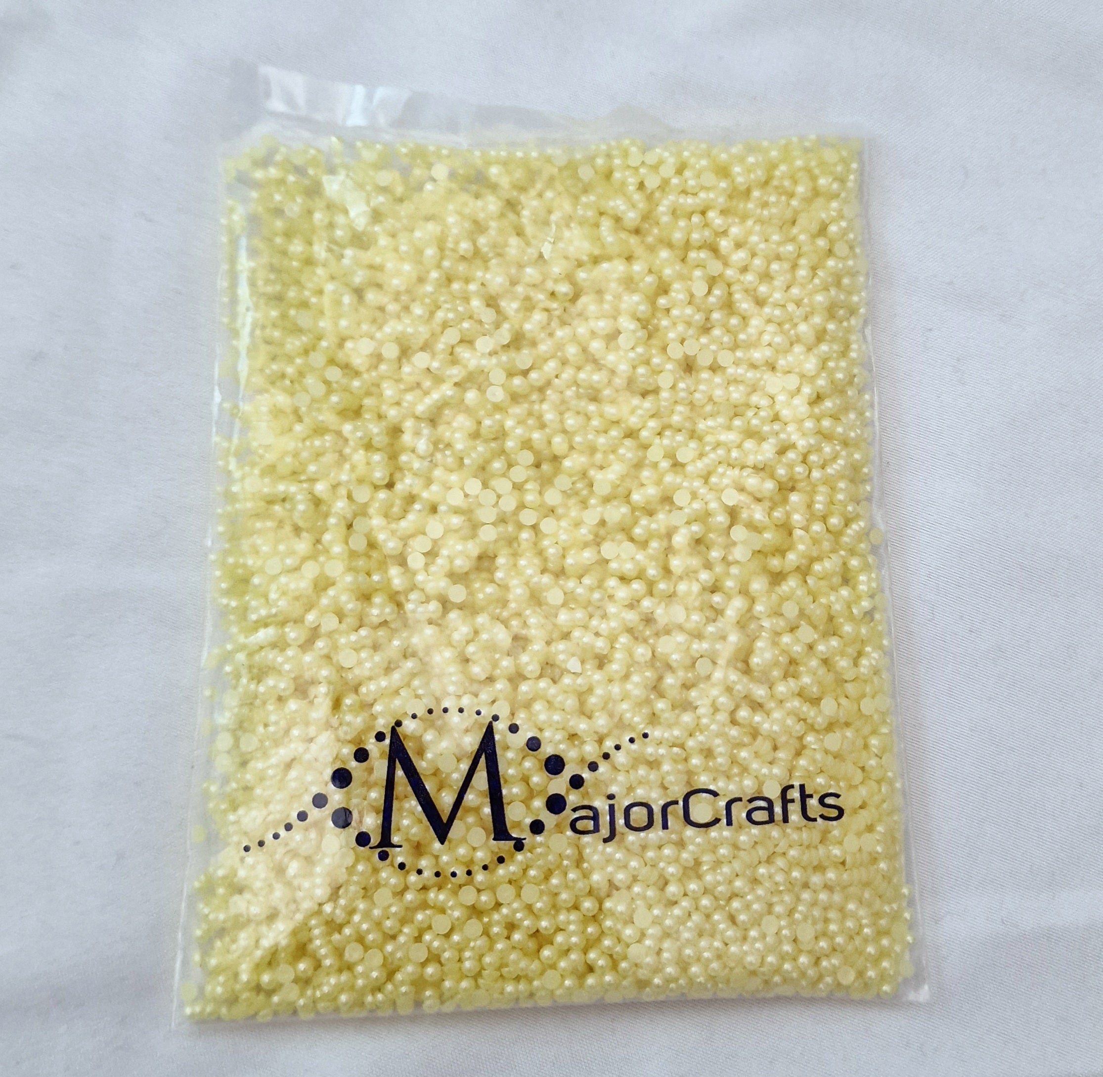 MajorCrafts Light Yellow Flat Back Half Round Resin Embellishment Pearls C32