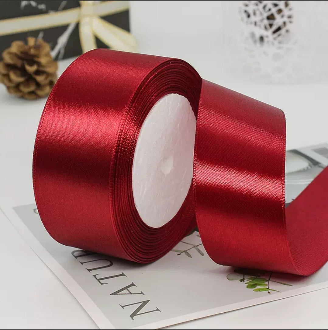 MajorCrafts 40mm 22metres Wine Red Single Sided Satin Fabric Ribbon Roll R33
